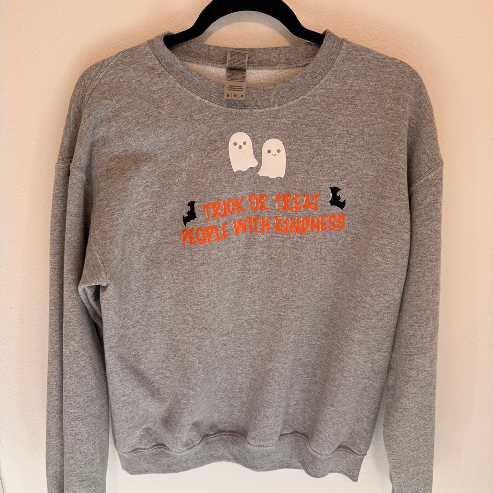 Gray Halloween Graphic Sweater